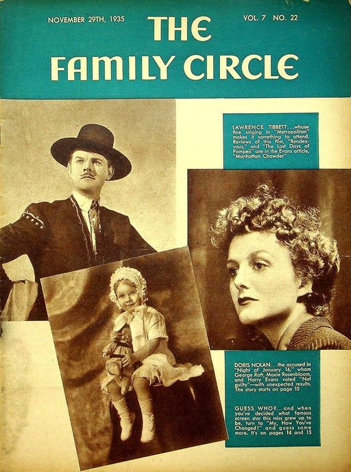 The Family Circle Magazine November 1935 Vol 7 No 22 Lawrence Tibbett 1