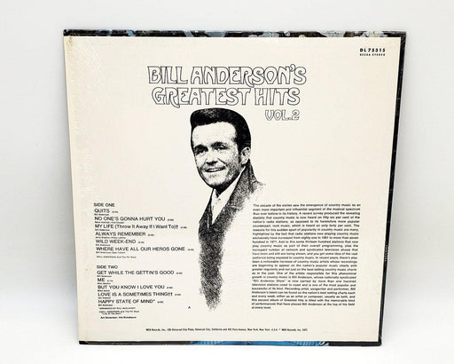 Bill Anderson Bill Anderson's Greatest Hits, Vol. 2 33 RPM LP Record Decca 1971 2
