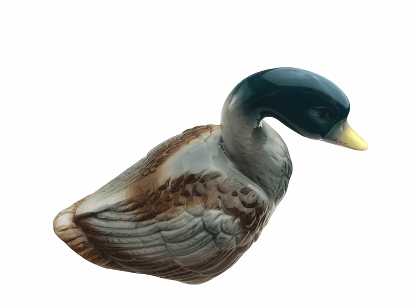 Mallard Duck Figurine Statue Porcelain Glazed Brazil 4115 Signed 5" Tall 5
