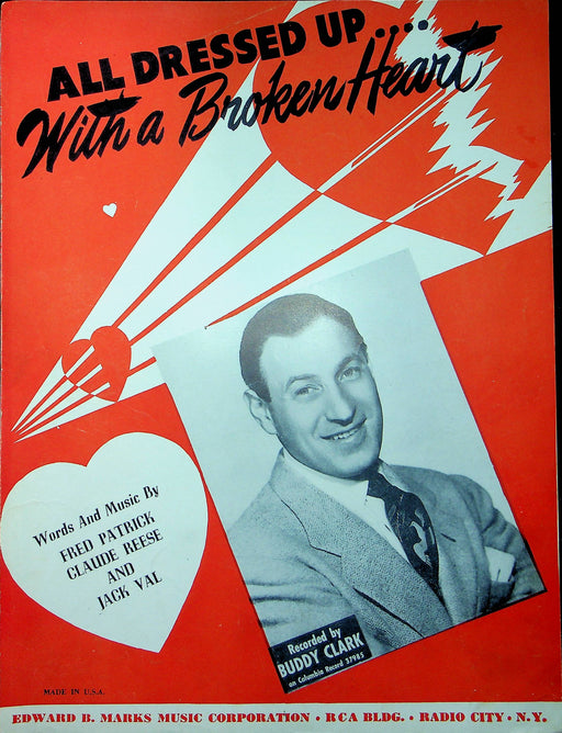 Buddy Clark Sheet Music All Dressed Up With A Broken Heart 1946 Piano Love Song 1