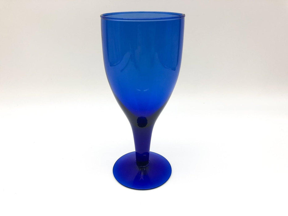 Vintage Cobalt Blue Wine Glass Crystal Goblet Footed 8.5" Hand Blown Mexico 4