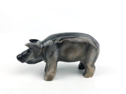 Marble Pig Figurine Black Gray Piggy Statue Stone 2" Tall 2