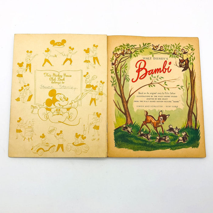 Walt Disney's Bambi Hardcover Felix Salten 1948 Mickey Mouse Book Club Book Deer 6