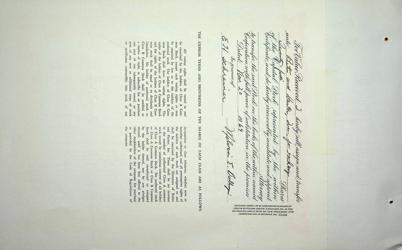 Reiter Dairy Company Stock Certificate Bond Scripophilly Akron Ohio 1969 No 363