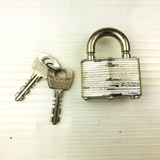 Master 500 Steel Padlock Lock Keys Breakaway Shackle New 201 Keyed NOS Vintage 1
