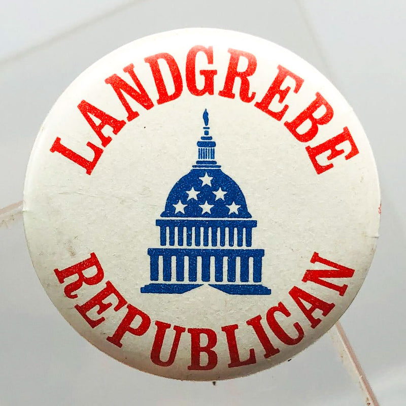 Earl Landgrebe Republican Button 1" Pin Congressman Nixon Defender Watergate 1