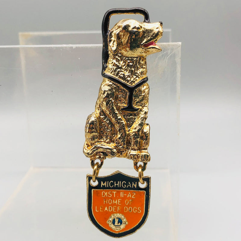 Vintage Lions Club Lapel Pin Pinback Dist 11-A2 Leader Dogs Michigan Labrador