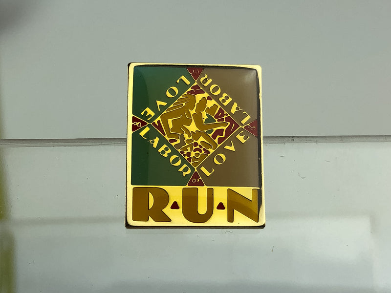 Vintage Labor of Love Run Lapel Pin 1988 Enamel Glazed