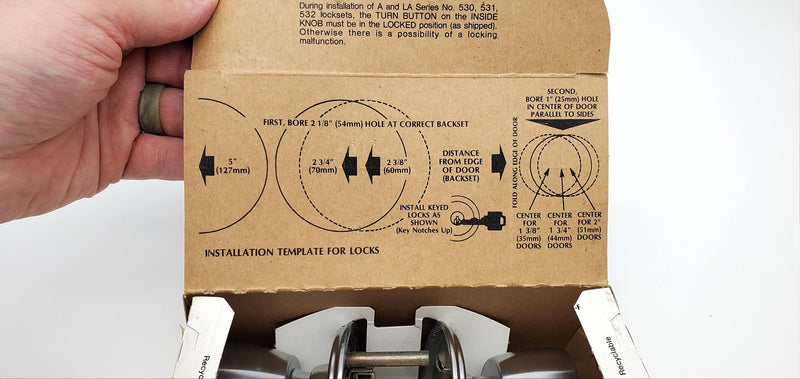 Falcon Classroom Door Knob Lock Satin Chrome US26D Keyed 2-3/4 BS NO STRIKE NOS 8