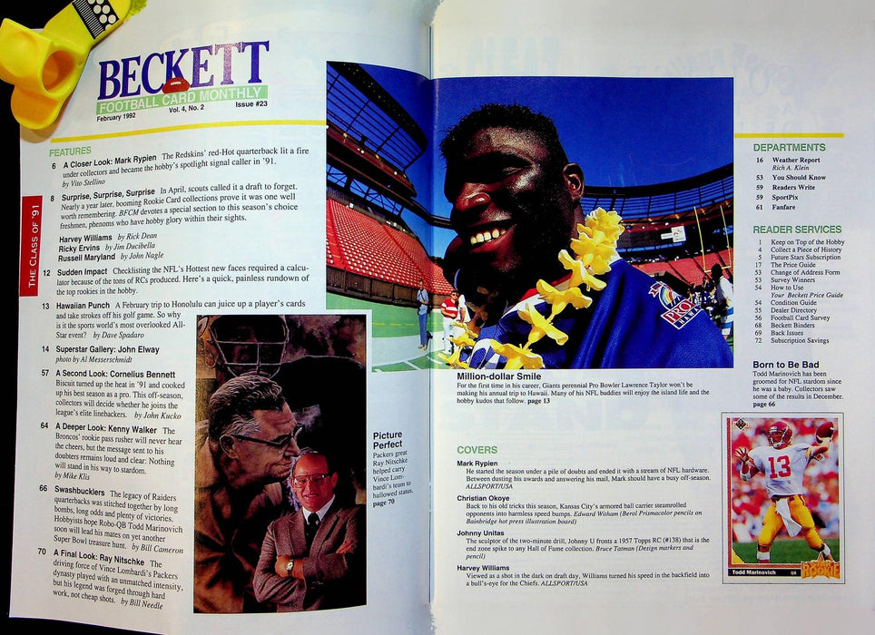 Beckett Football Magazine Feb 1992 # 23 Mark Rypien Harvey Williams Kansas 2 2