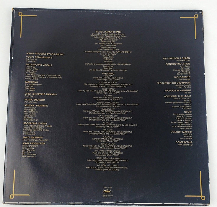 Neil Diamond The Jazz Singer Soundtrack Record 33 RPM LP Capitol Records 1980 8