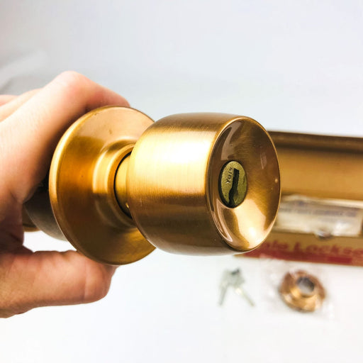 Yale Entry Doorknob Lockset Locking Knob BR5237 US10 Satin Bronze NOS No Latch 1