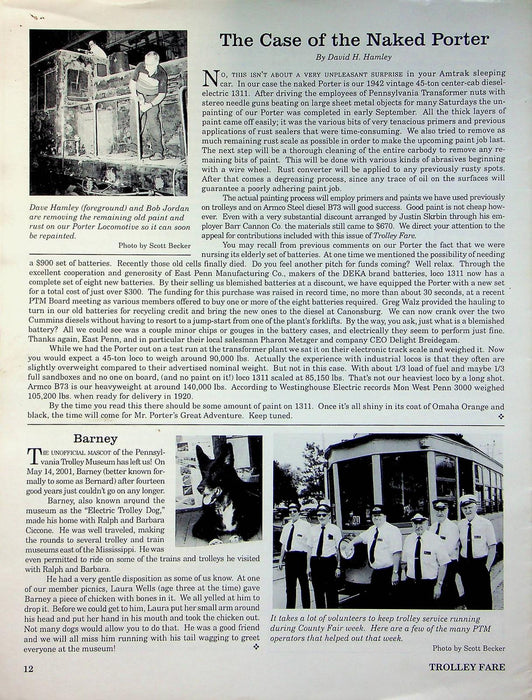 Trolley Fare Magazine Aug 2001 East Site Track Extension Begin PA Railway Museum