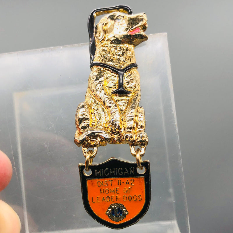 Vintage Lions Club Lapel Pin Pinback Dist 11-A2 Leader Dogs Michigan Labrador