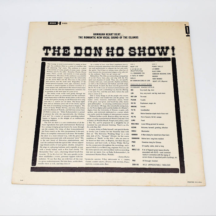 Don Ho The Don Ho Show LP Record Reprise Records 1965 R 6161 2