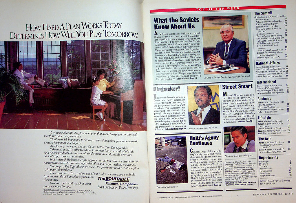 Newsweek Magazine December 14 1987 Russian President Gorbachev Visits America