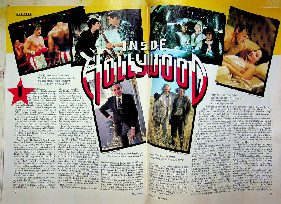 Newsweek Magazine February 13 1978 Hollywood Scandal Tinseltown Trauma Kasindorf 3