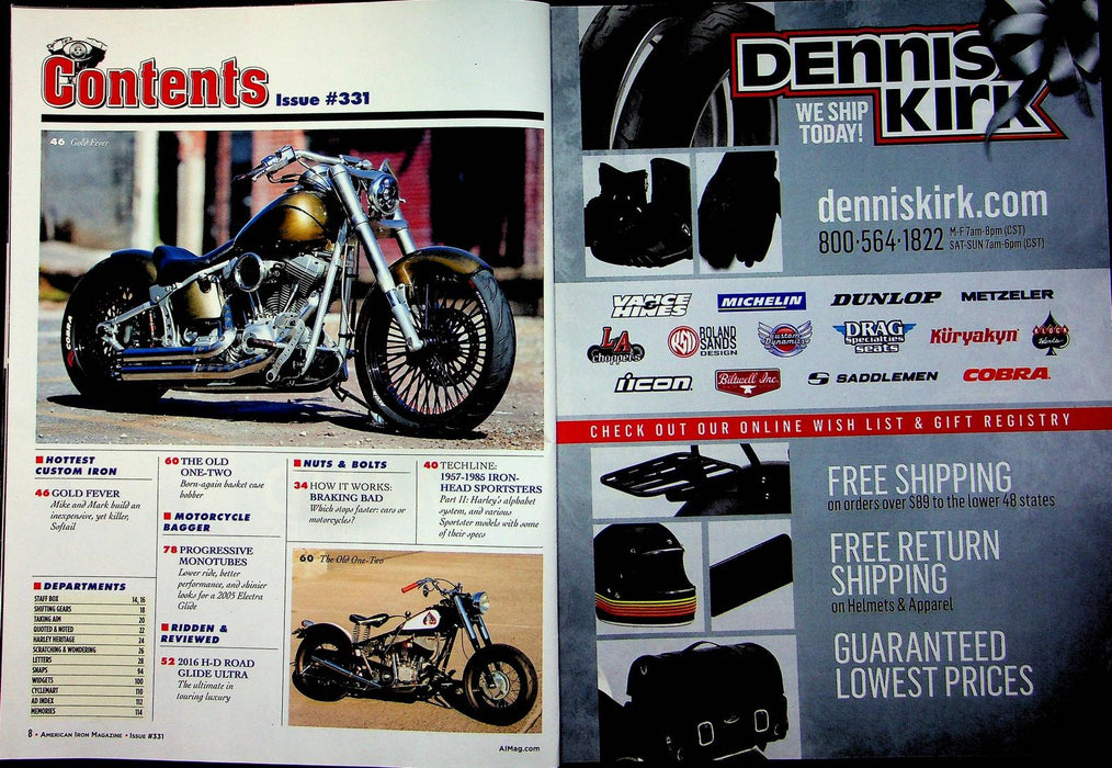 American Iron Motorcycle Magazine Jan # 331 2016 Top End Rattle LED Headlights