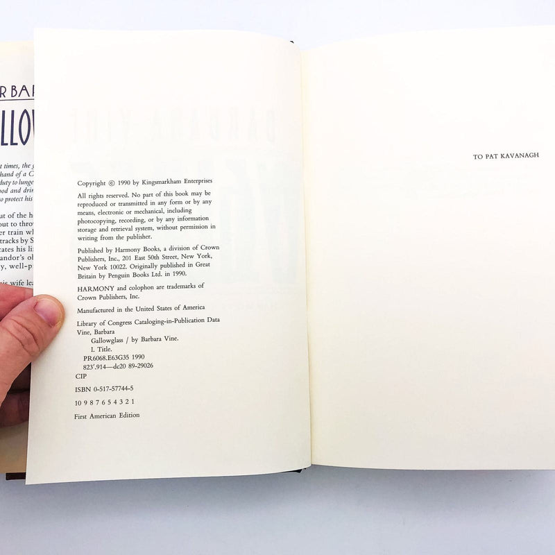 Gallow Glass Hardcover Barbara Vine 1990 1st Edition Friendship Men Kidnapping 8