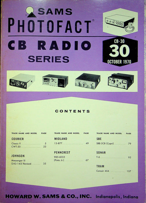 Sams Photofact CB Radio Series CB-30 October 1970 Johnson Midland Penncrest Tram