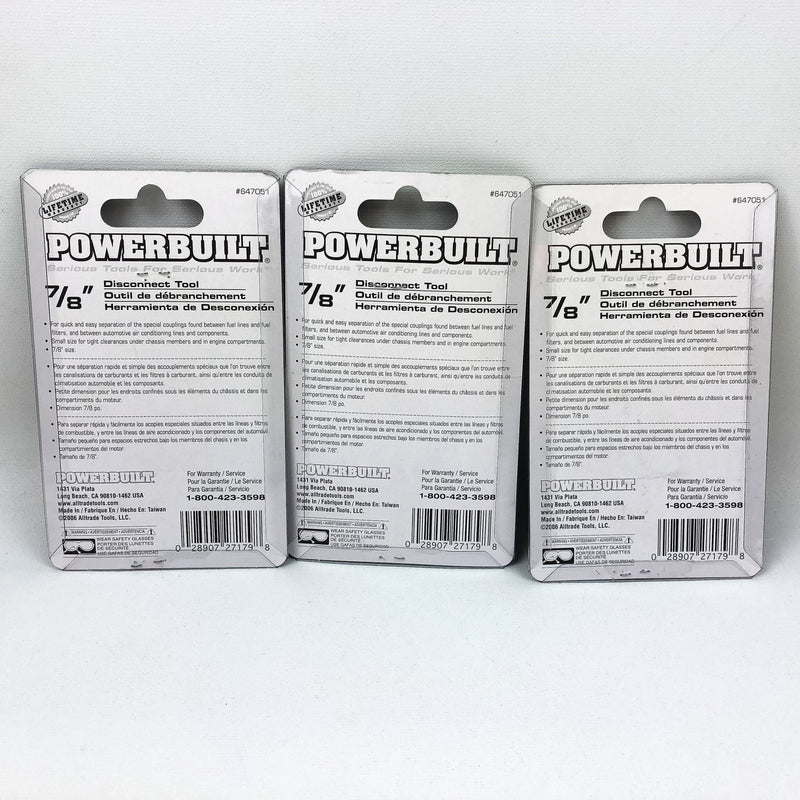 3pk Fuel & Transmission Line Disconnect Tool Set 7/8" Powerbuilt Brand 647051 2