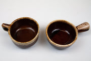 Vintage McCoy: Decorative Drip Stoneware - USA Cup & Small Crock, Brown & Cream 3