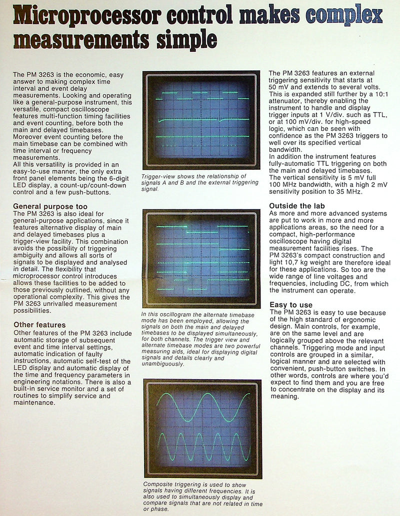 Philips PM Line Oscilliscope Brochures PM 3263, 3212, 3540 & More Lot of 4