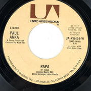 Paul Anka 45 RPM Records You're Having My Baby / Papa United Artists 1974 1
