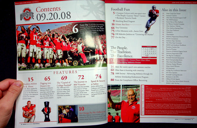 OSU Buckeye Football Program Sep 20 2008 Vs. Troy Trojans PLUS 2 Gameday Tickets
