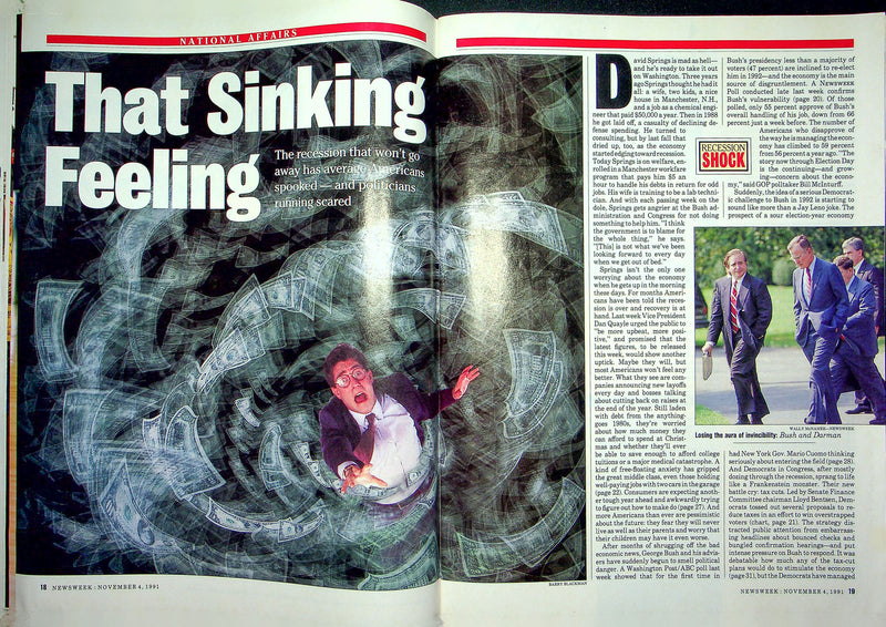 Newsweek Magazine November 4 1991 Middle Class Recession Bush Politics Economy
