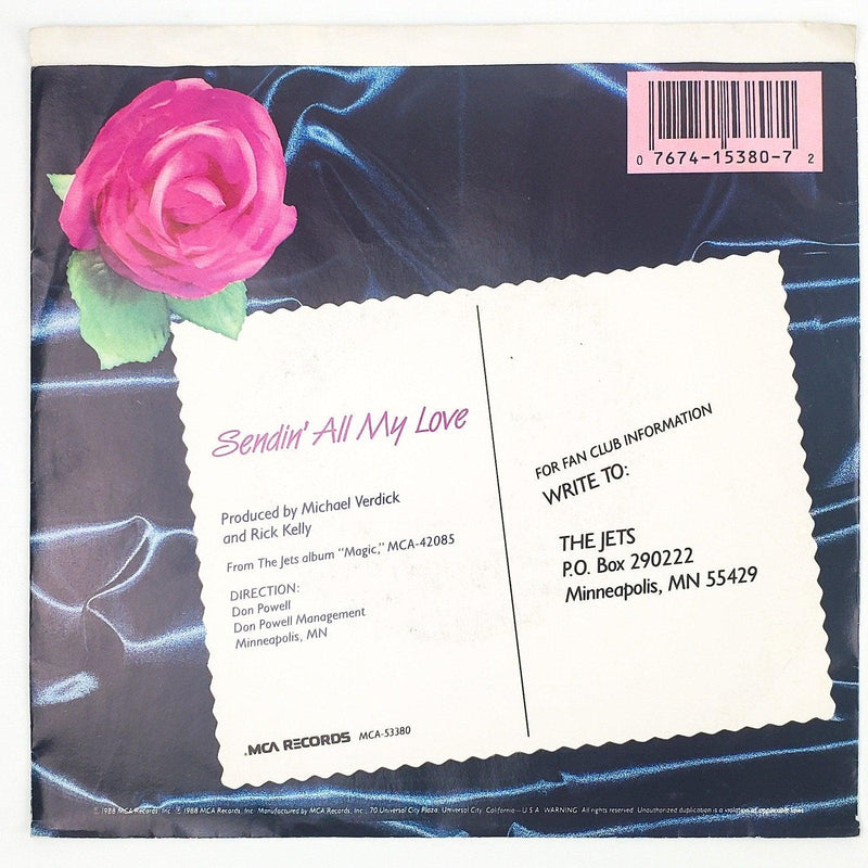 The Jets Sendin' All My Love Record 45 RPM Single MCA-53380 MCA Records 1988 2