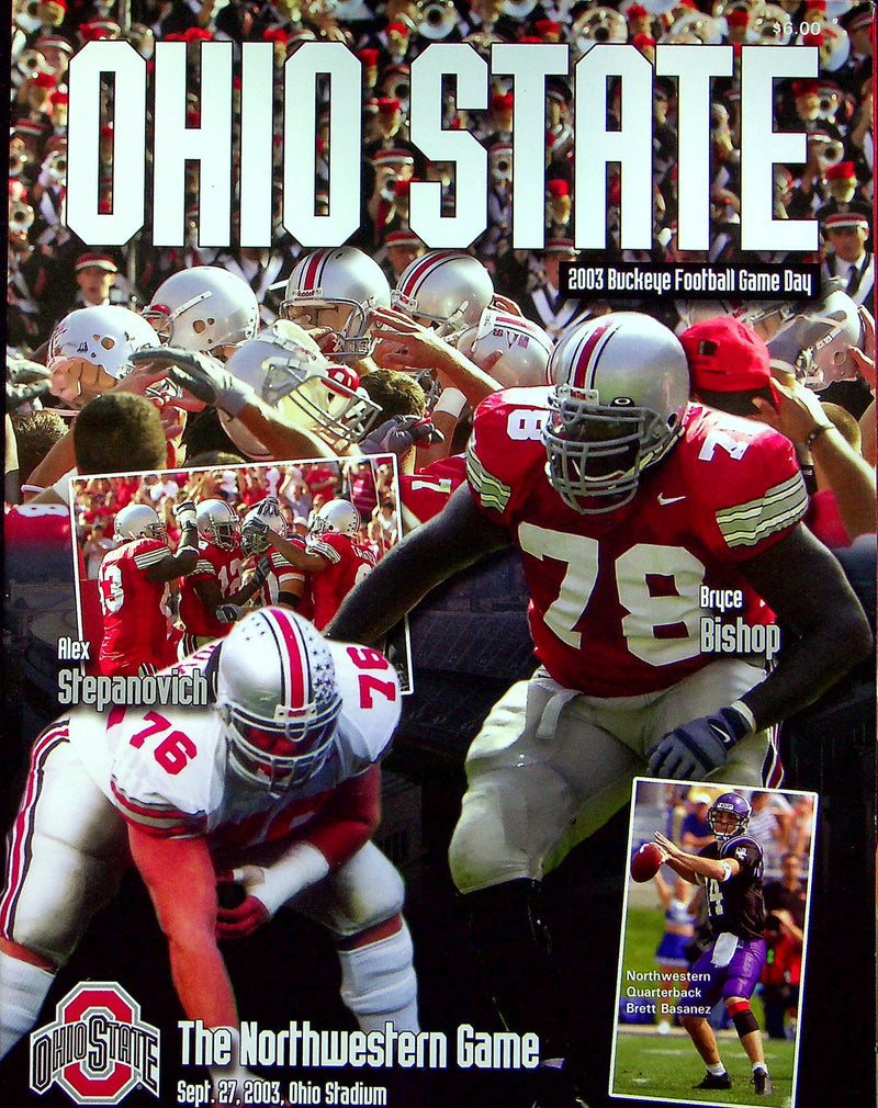Ohio State Buckeye Football Program Sep 27 2003 Vs. Northwestern Wildcats