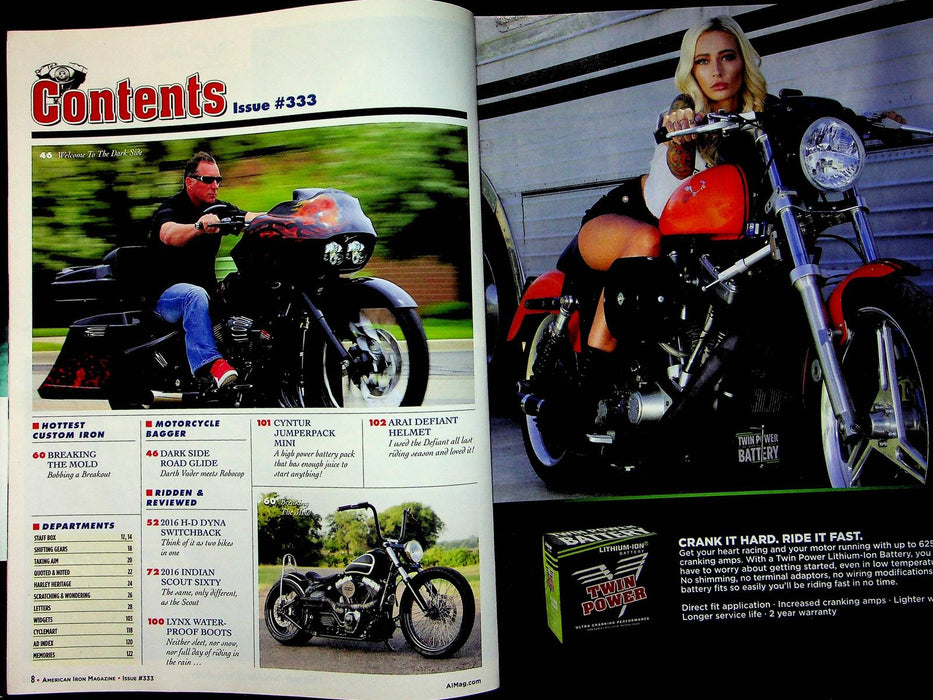 American Iron Motorcycle Magazine Mar # 333 2016 Harley Indian Victory Reviews