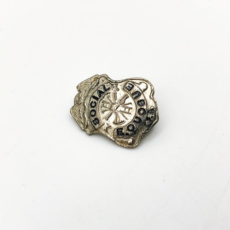Vintage Fire Department Officer Mini Badge Pin Pinback East Quogue New York