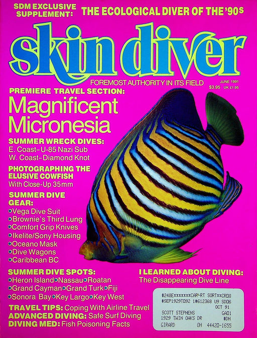 Skin Diver Magazine June 1991 Vol 40 No 6 Magnificent Micronesia 1