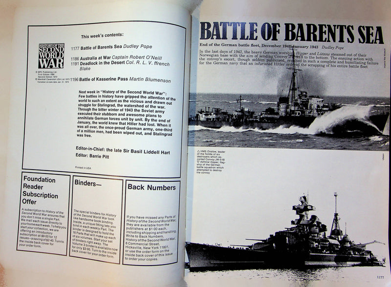 History Second World War WW2 Magazine 1974 Part 43 Battle Barents Sea Kasserine 3
