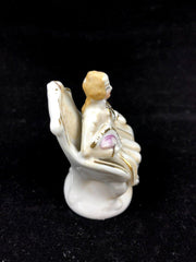 Occupied Japan Victorian Gentleman Sitting in Chair Ghost White Gold Accents 3" 2
