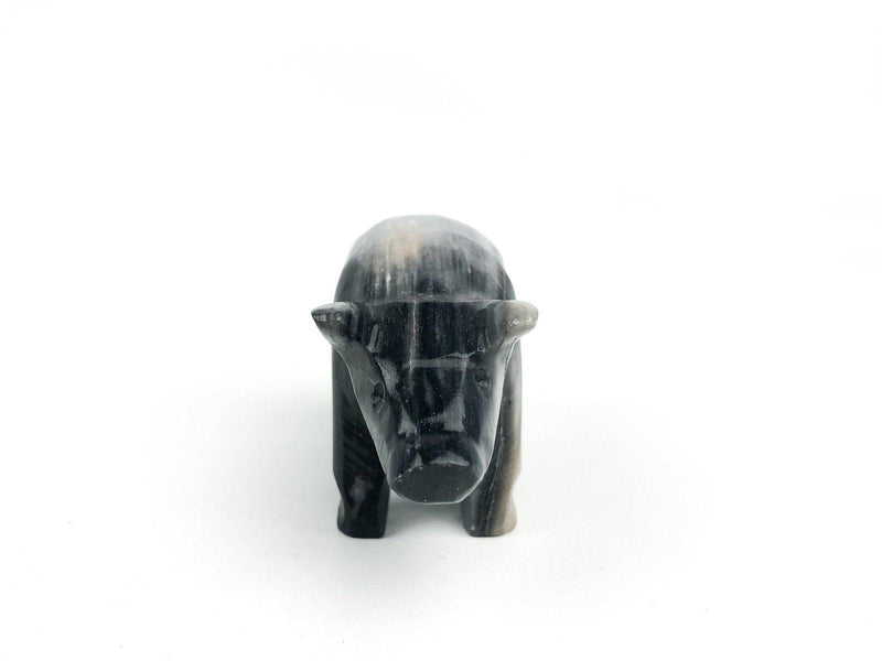 Marble Pig Figurine Black Gray Piggy Statue Stone 2" Tall 5