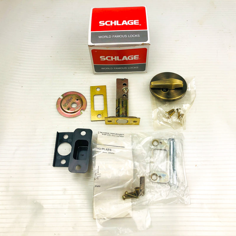 Schlage Turn Bolt No Cylinder Unit B180N-609 Antique Brass 12-192 Latch New NOS