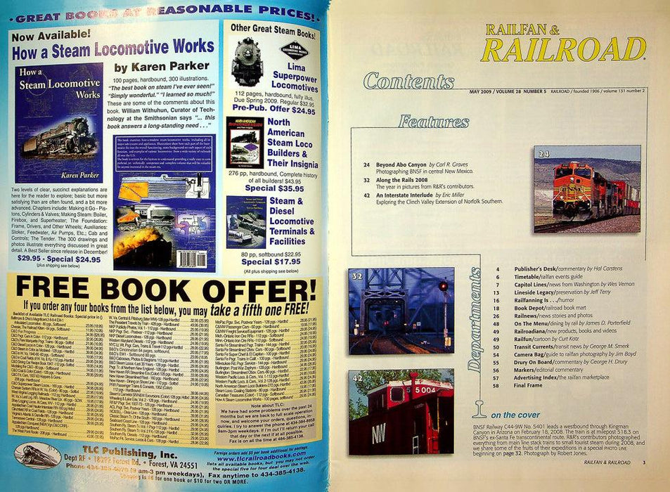 Railfan & Railroad Magazine May 2009 Vol 28 No 5 Along The Rails 2008