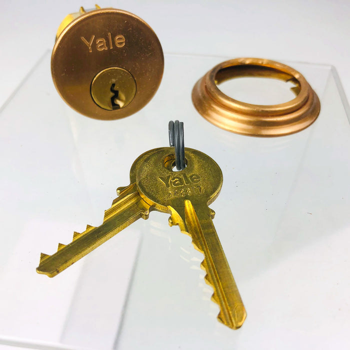 Yale Mortise Cylinder 1152 1" US10 Satin Bronze Collar Keys New Old Stock NOS