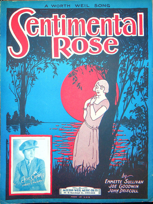 Sheet Music Sentimental Rose Joe Christy of Christy and MacDonald 1926 Piano 1