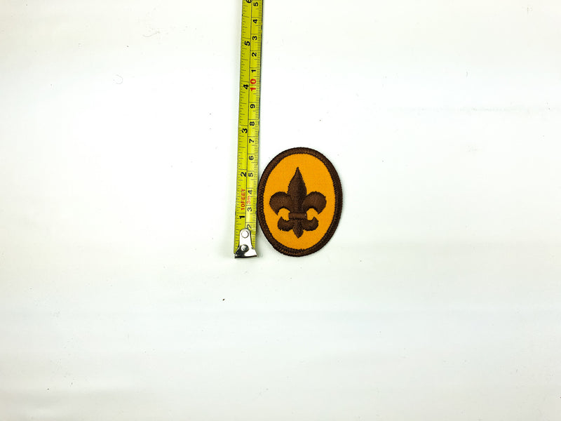 Vintage Boys Scouts of American Fleur De Lis Patch Emblem Brown Orange 1960s