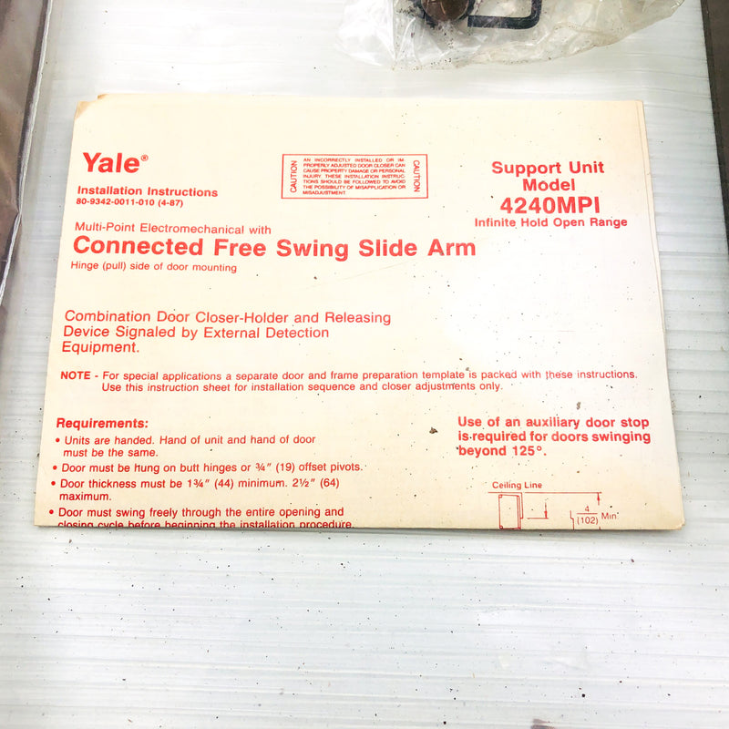 Yale 4243-MPI Door Closer Holder Electromechanical Arm RH Dark Bronze New NOS 3