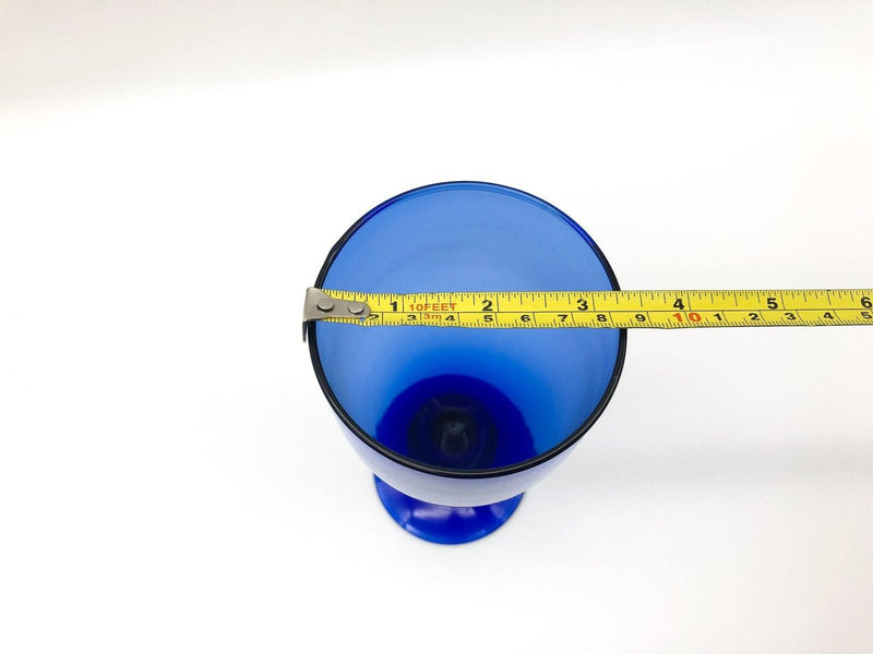 Vintage Cobalt Blue Wine Glass Crystal Goblet Footed 8.5" Hand Blown Mexico 10