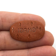 Idaho Potatoes Lapel Pin Potato Shaped Brown Plastic Insignia 2