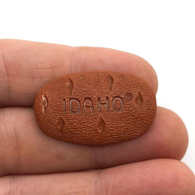 Idaho Potatoes Lapel Pin Potato Shaped Brown Plastic Insignia 2