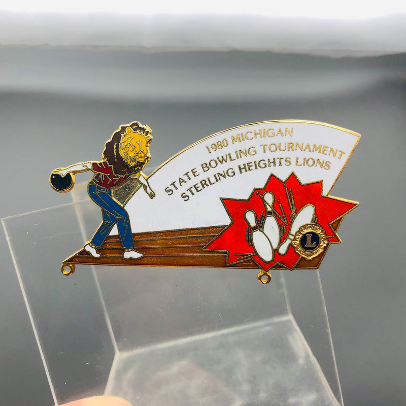 Vintage Lions Club Lapel Pin Michigan Bowling Tournament Sterling Heights 3