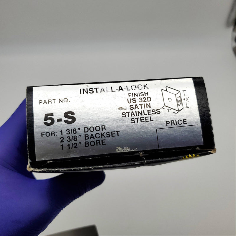 MAG Install A Lock Door Reinforcer Satin Chrome 5-S 1-3/8" DR 2-3/8" BS NOS