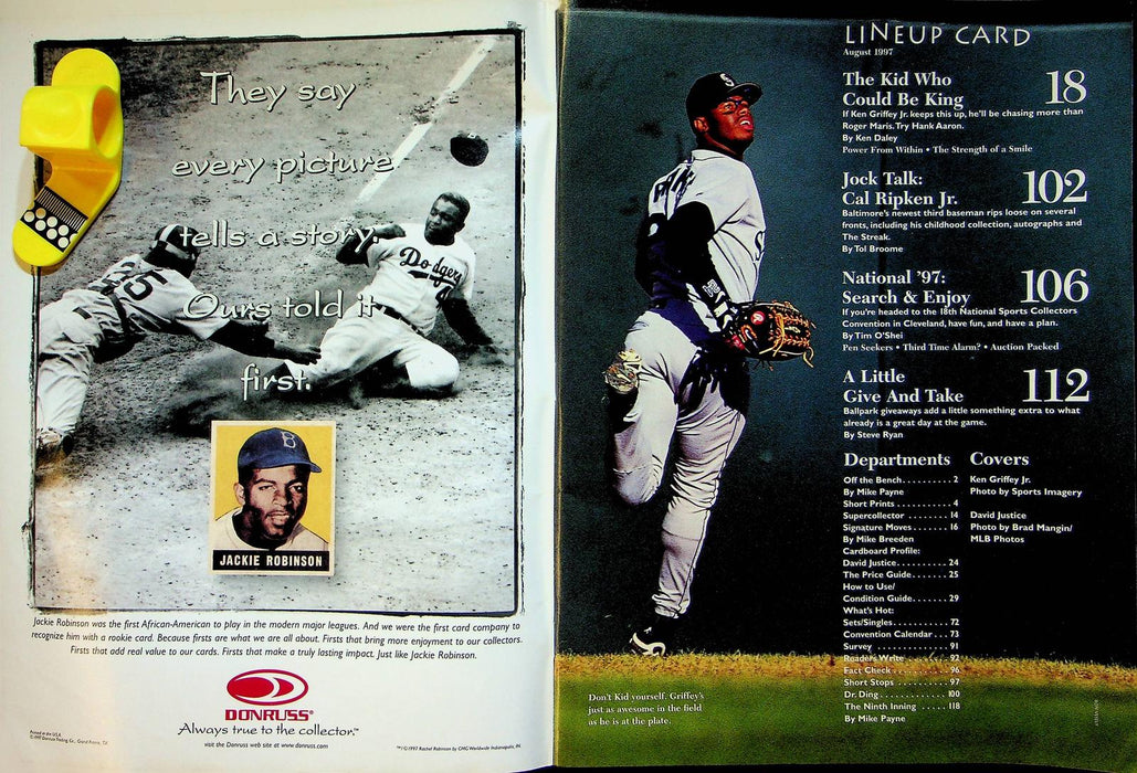 Beckett Baseball Magazine August 1997 # 149 Ken Griffey Jr David Justice CLEAN 2